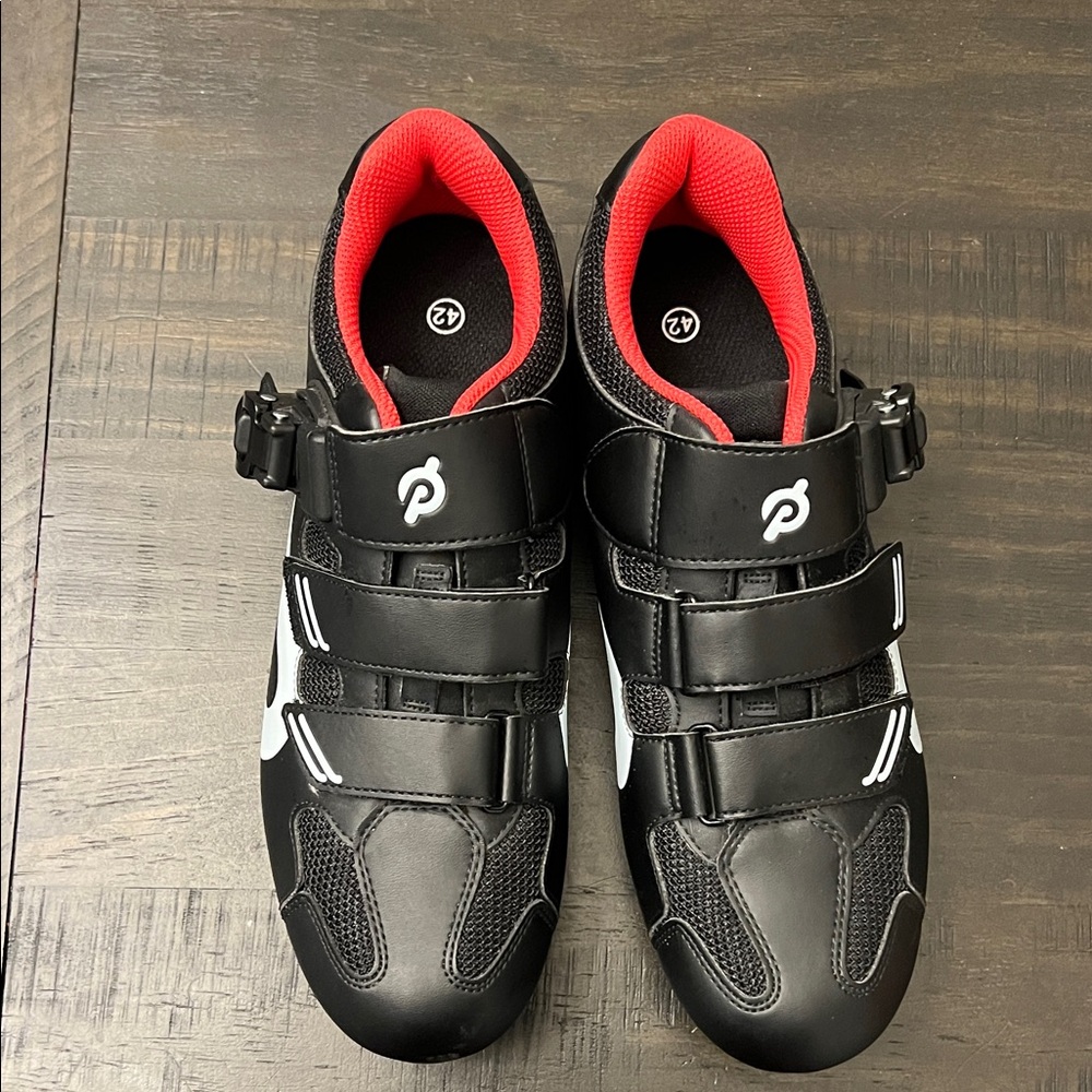 Peloton Men's Black Cycling Shoes with Red Accents